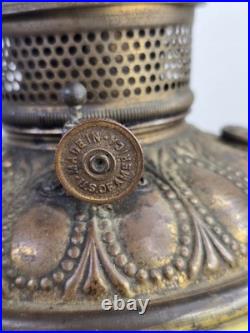 Antique P&A Royal Center Draft Kerosene Oil Lamp Base Hand Painted Floral 15