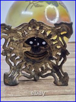 Antique P&A Royal Center Draft Kerosene Oil Lamp Base Hand Painted Floral 15