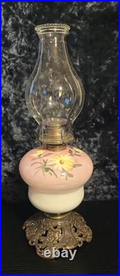 Antique P&A Royal Pink Floral Hurrican Oil Lamp Model 140 Hand Painted GWTW