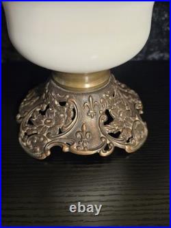 Antique P&A Royal Pink Floral Hurrican Oil Lamp Model 140 Hand Painted GWTW