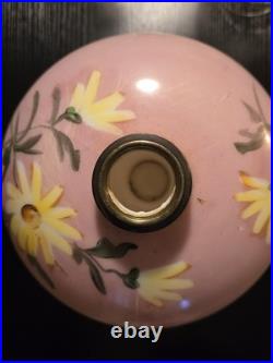 Antique P&A Royal Pink Floral Hurrican Oil Lamp Model 140 Hand Painted GWTW