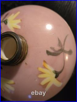 Antique P&A Royal Pink Floral Hurrican Oil Lamp Model 140 Hand Painted GWTW