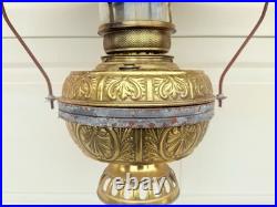 Antique P&a No. 3 Banner Center Draft Hanging Country Store Oil Lamp
