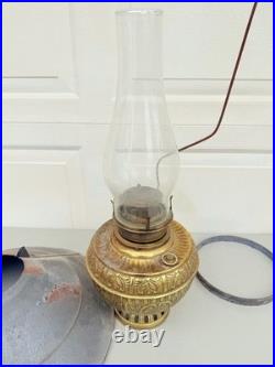Antique P&a No. 3 Banner Center Draft Hanging Country Store Oil Lamp