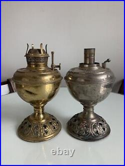 Antique Pair Of #1 B&H Oil Lamps For Parts Or Repair