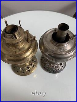 Antique Pair Of #1 B&H Oil Lamps For Parts Or Repair