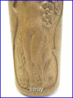 Antique Pair Old Carved Wood Decorative Nude Woman Cornucopia Lamp Bases Parts