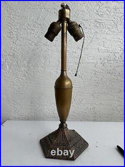 Antique Pittsburgh Brass Table Lamp Base Parts Restore 6C Double Socket Ornate