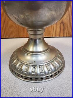 Antique Plume and Atwood (P&A) Royal Nickel Plated Center Draft Table Oil Lamp