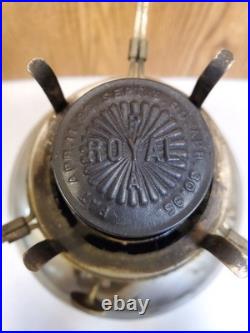 Antique Plume and Atwood (P&A) Royal Nickel Plated Center Draft Table Oil Lamp