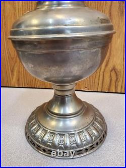 Antique Plume and Atwood (P&A) Royal Nickel Plated Center Draft Table Oil Lamp