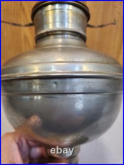 Antique Plume and Atwood (P&A) Royal Nickel Plated Center Draft Table Oil Lamp