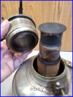 Antique Plume and Atwood (P&A) Royal Nickel Plated Center Draft Table Oil Lamp