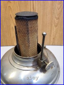 Antique Plume and Atwood (P&A) Royal Nickel Plated Center Draft Table Oil Lamp