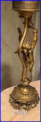 Antique Putti Angel Cupid Spelter Metal Table Lamp JB Hirsch DAV RT NY Parts