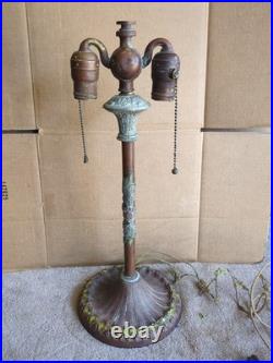 Antique Rainaud Metal Lamp Detailed 2 Bulb Pull Chain Parts Or Restore