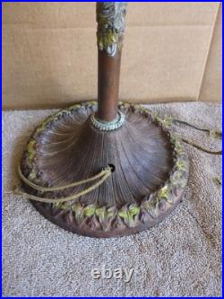 Antique Rainaud Metal Lamp Detailed 2 Bulb Pull Chain Parts Or Restore