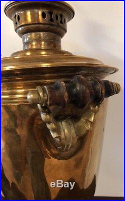 Antique Russian Brass Samovar Table Lamp 35 Vintage Tea Urn Stamped Solid Parts