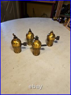 Antique Set Of 4 Matching Lamp Sockets Brass Snap Switch Nice Unrestored Parts
