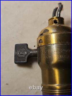 Antique Set Of 4 Matching Lamp Sockets Brass Snap Switch Nice Unrestored Parts