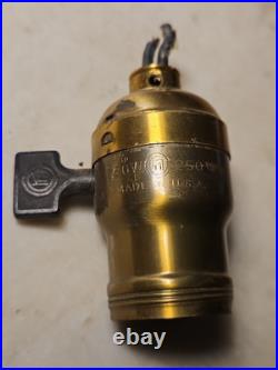 Antique Set Of 4 Matching Lamp Sockets Brass Snap Switch Nice Unrestored Parts