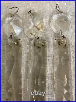 Antique Set Of 6 Crystal Gothic Prisms 9 Chandelier Lamp Lusters Parts