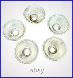 Antique Set of 5 Glass Gasolier Shades Victorian Serrated Edge Light Shades