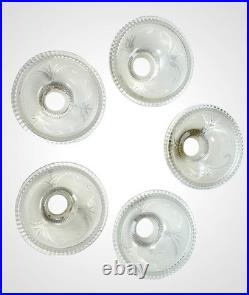 Antique Set of 5 Glass Gasolier Shades Victorian Serrated Edge Light Shades