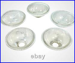 Antique Set of 5 Glass Gasolier Shades Victorian Serrated Edge Light Shades
