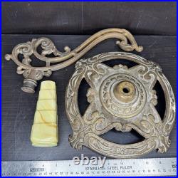 Antique Slag Glass Bridge Arm Floor Lamp Parts Houze Akro Agate Cast Iron Vtg