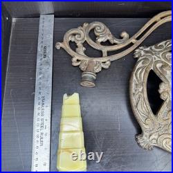 Antique Slag Glass Bridge Arm Floor Lamp Parts Houze Akro Agate Cast Iron Vtg