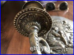 Antique Solid Brass Figural MotherChild Light Parts Lamp Wall Sconce WithCherub