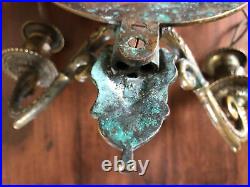 Antique Solid Brass Figural MotherChild Light Parts Lamp Wall Sconce WithCherub