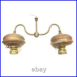 Antique Solid Brass Gasolier Two Light Fixture PARTS Converted Electric Lighting