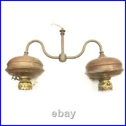 Antique Solid Brass Gasolier Two Light Fixture PARTS Converted Electric Lighting