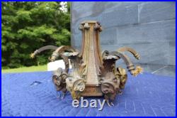 Antique Solid Bronze Ornate Lamp Part Rams Head 6 Lights Chandelier Parts Heavy
