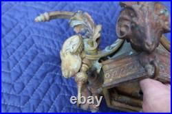 Antique Solid Bronze Ornate Lamp Part Rams Head 6 Lights Chandelier Parts Heavy