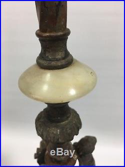 Antique Table Lamp Base Tiffany Style Vtg Chicago Mosaic Shade Co. Light Fixture