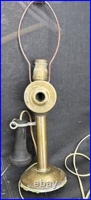 Antique Telephone Brass Candlestick Style Vintage Lamp Untested