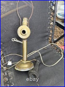 Antique Telephone Brass Candlestick Style Vintage Lamp Untested
