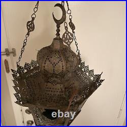 Antique Turkish Moroccan Islamic Hanging Pendant Lamp for parts or repair cable