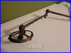 Antique Twisted Brass 3 Arm Gas Light Wall Sconce Swing Arm Lamp Valve Parts