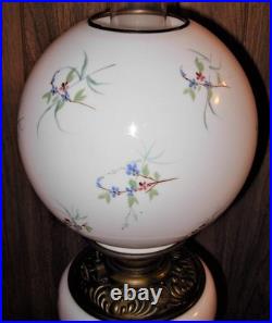 Antique Victorian Banquet Floral GWTW Electrified Oil Lamp 3 Tier