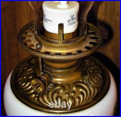 Antique Victorian Banquet Floral GWTW Electrified Oil Lamp 3 Tier
