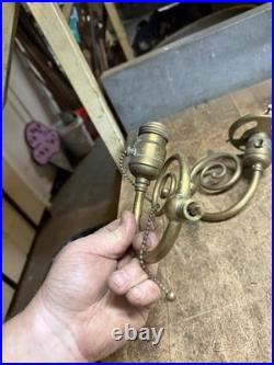 Antique Victorian Electric Light Lamp Wall Sconce Fixture Holder Brass Parts USA