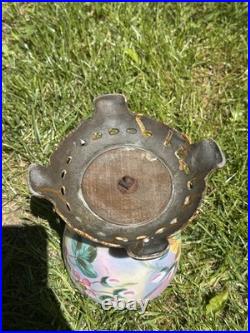 Antique Victorian Hand Painted Bird Florals Gone With The Wind Lamp Signed PARTS