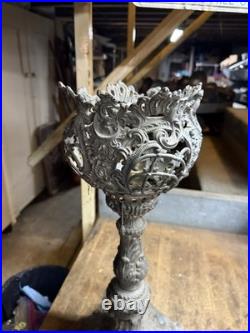 Antique Victorian Rare Miller Petroleum Table Parlor Oil Lamp Light Brass Parts