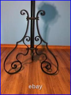Antique Victorian Wrought Iron Adjustable Stand Parlor Piano Oil Lamp Parts