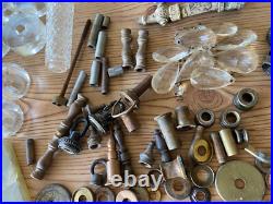 Antique Vintage Brass Gas Light Lamp Crystal Glass Chandelier Parts Marble Lot