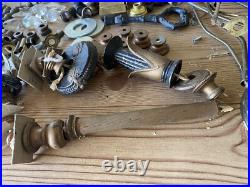 Antique Vintage Brass Gas Light Lamp Crystal Glass Chandelier Parts Marble Lot